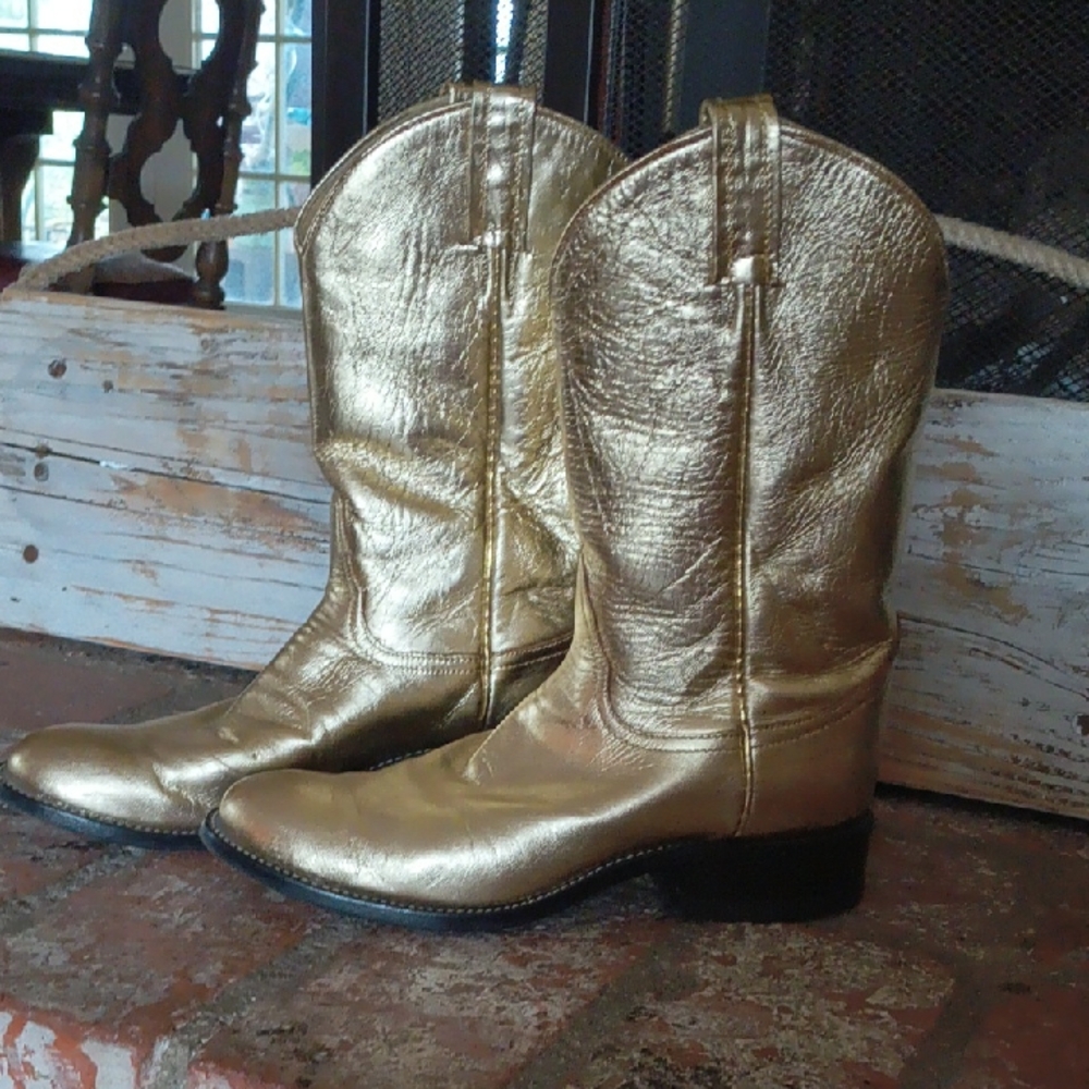 Tony Lama Gold Leather Cowgirl Boots